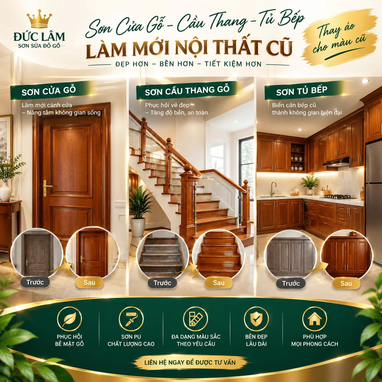 Thi Công Sơn Đồ Gỗ Tận Nơi- Gía cả hợp lý, uy tín